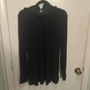 LaROK Black Silk mock turtleneck blouse